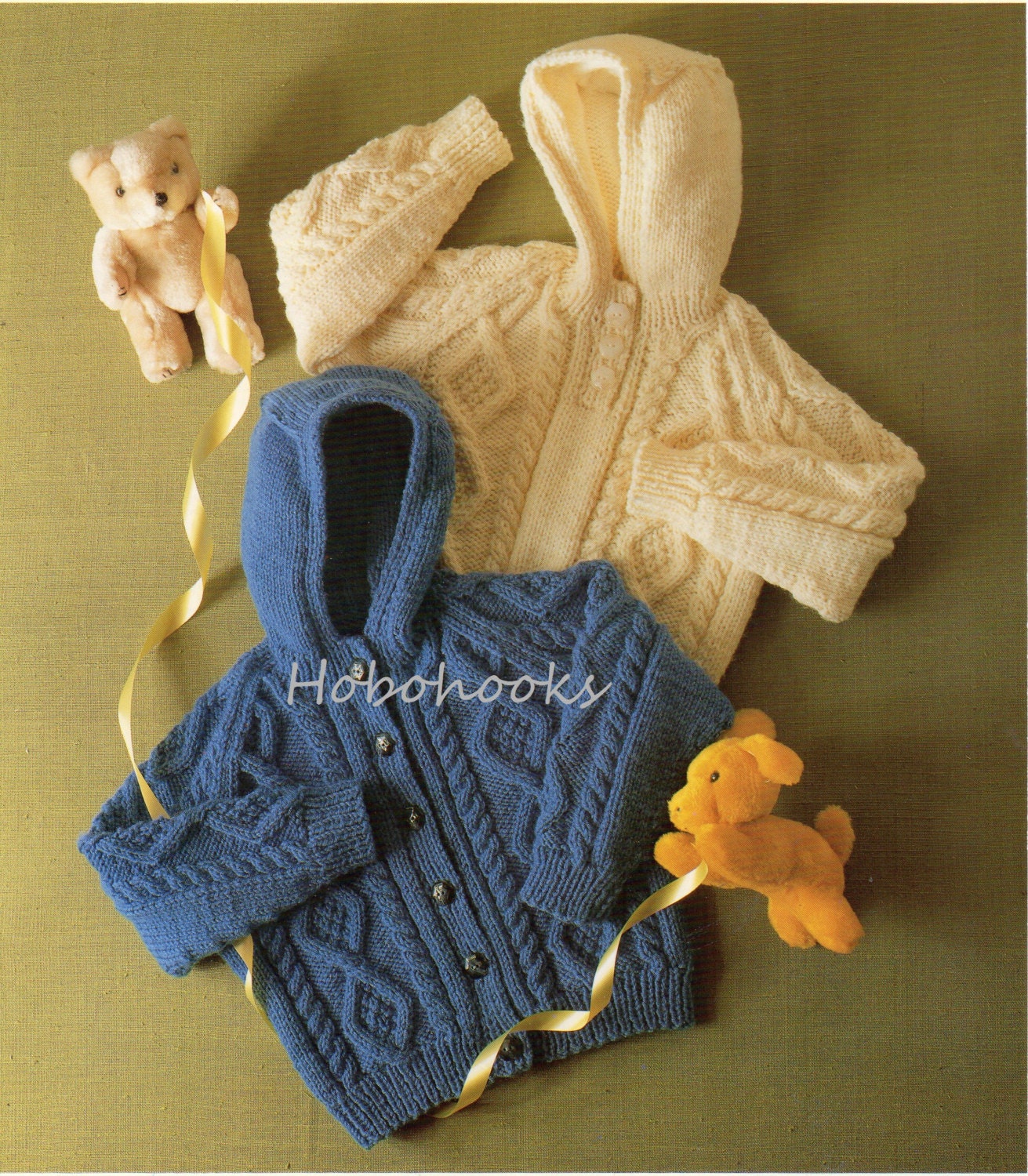 Baby Knitting Pattern Childrens Knitting Pattern Aran Hooded