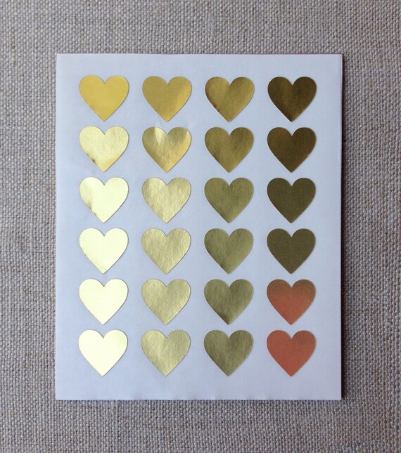 96 Small Gold Heart Stickers 3/4 gold heart by DandelionPaper
