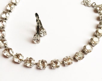 Swarovski crystal necklace silver shade