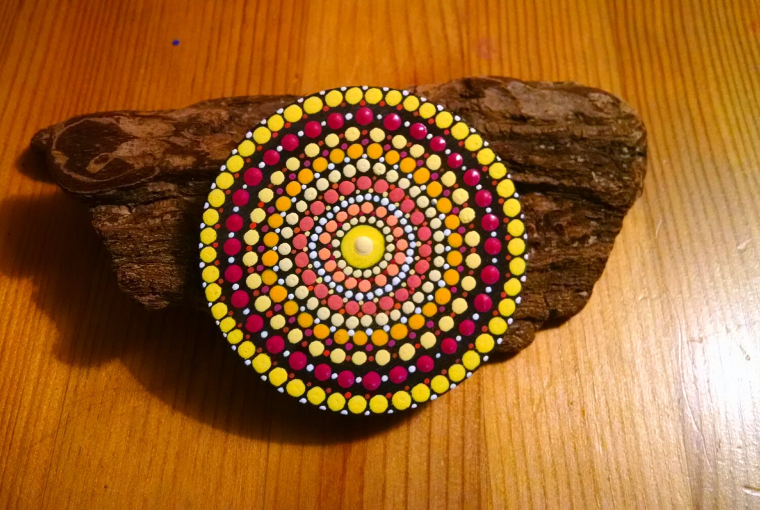 Hand Painted Wood Circles Dot Art by Miranda