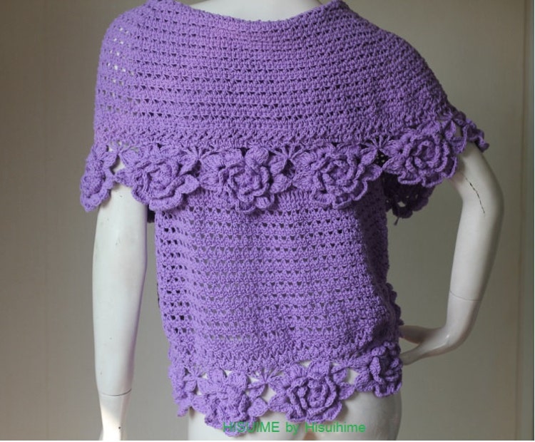 Rose flower crochet cardigan.Floral vest.Flower by Hisuime on Etsy