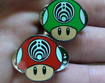 Bassnectar glow in the dark Mario Mushroom pin