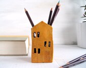 Teacher Appreciation Gift-Candle Holder-Pencil Holder-Ceramic House-Ceramics And Pottery