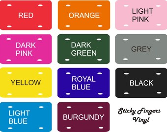 Blank SOLID Color Car/Truck license plates. 12" x 6" CHOOSE any COLOR-Ready for vinyl or screen print! Create custom, personalized tags!
