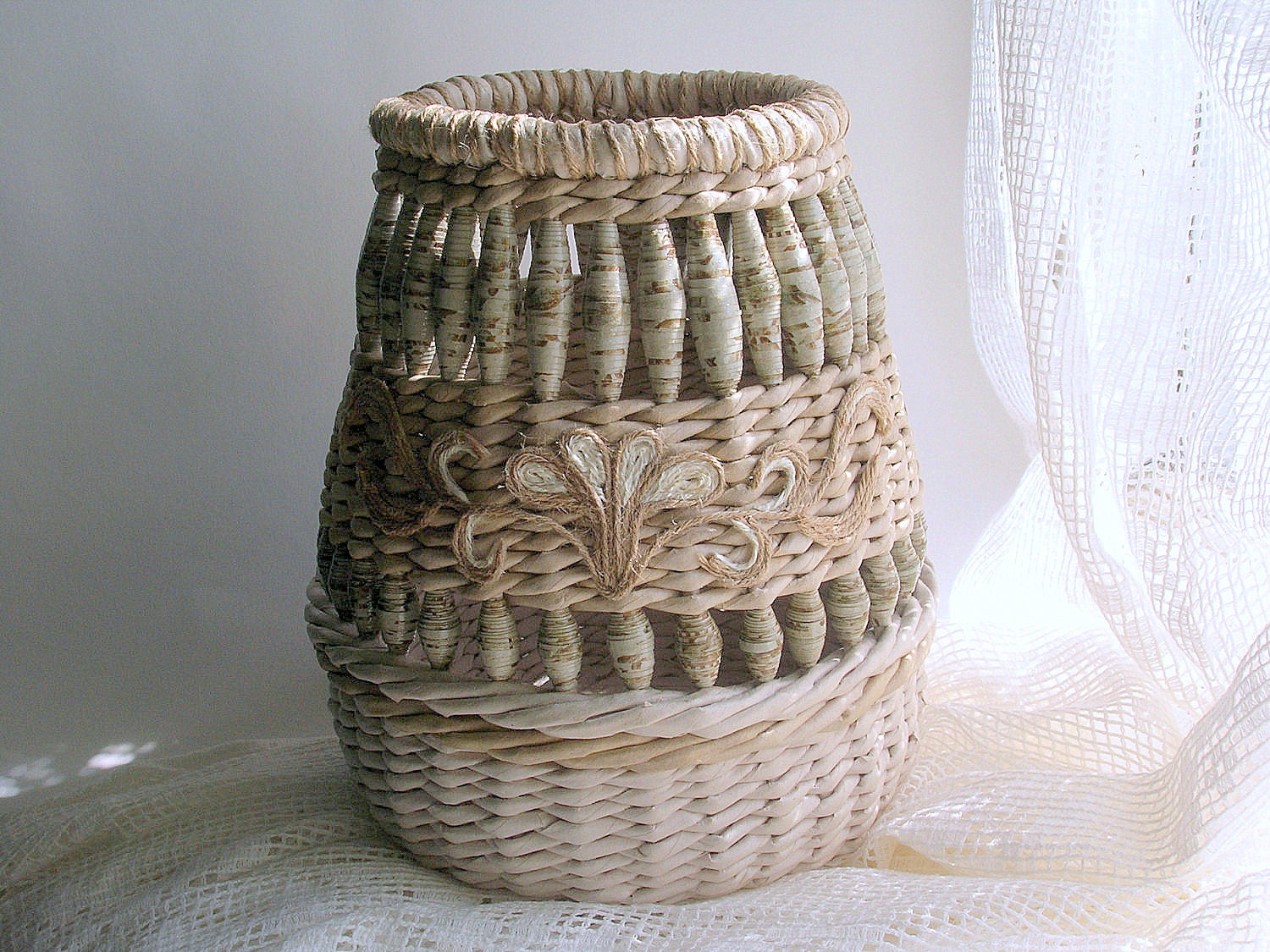 Handmade unusual wicker vase with handmade by HandMadeWorksByYana