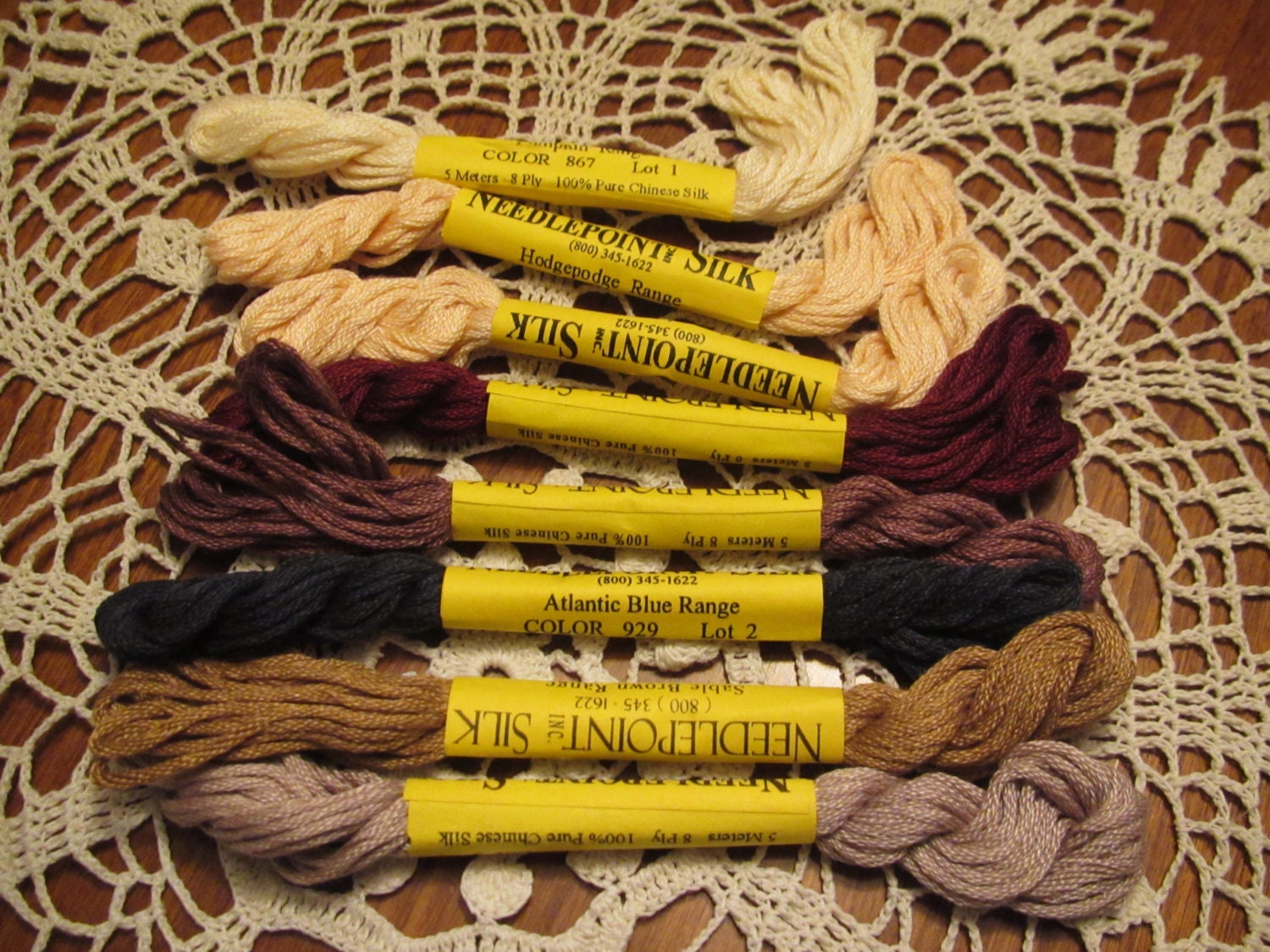 8 Needlepoint Inc Silk floss assorted colors by AugeoVintageUSA