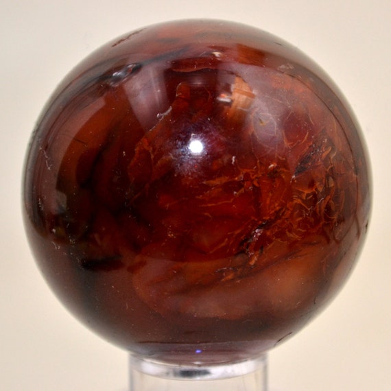 2.4 Deep Red Carnelian Agate Sphere Veins Geode Druzy by HQRP