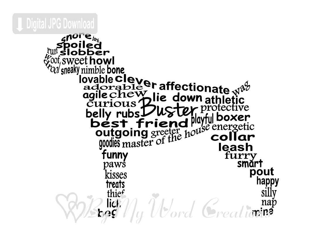 Boxer Dog Art Pet Art Boxer Dog Word Art Pet Word Art Pet