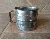 Two  Cup one & Screen, vintage cup Sifter, Fl One Single  Vintage Tin Shaker sifter our Metal,