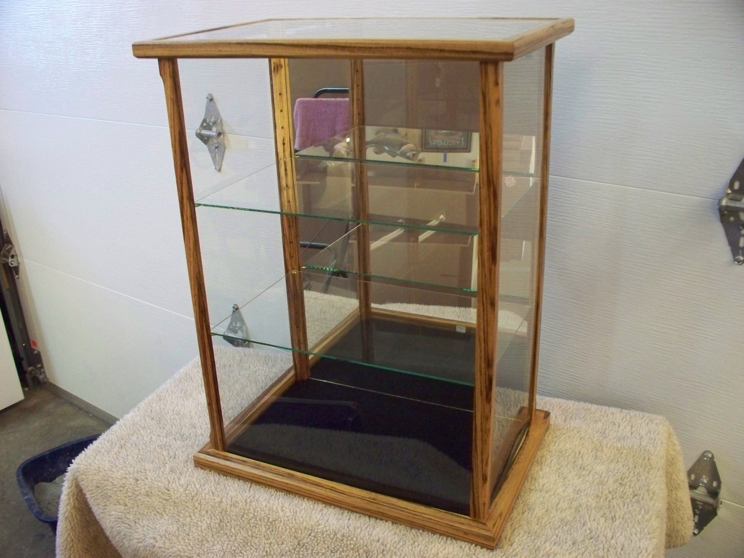 Wood / Glass Display Case for Collectables Zebra Wood
