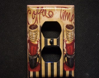 Light Switch Cover Coffee Time Cafe Double Outlet Print