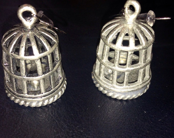 Bird cage earrings (silver)