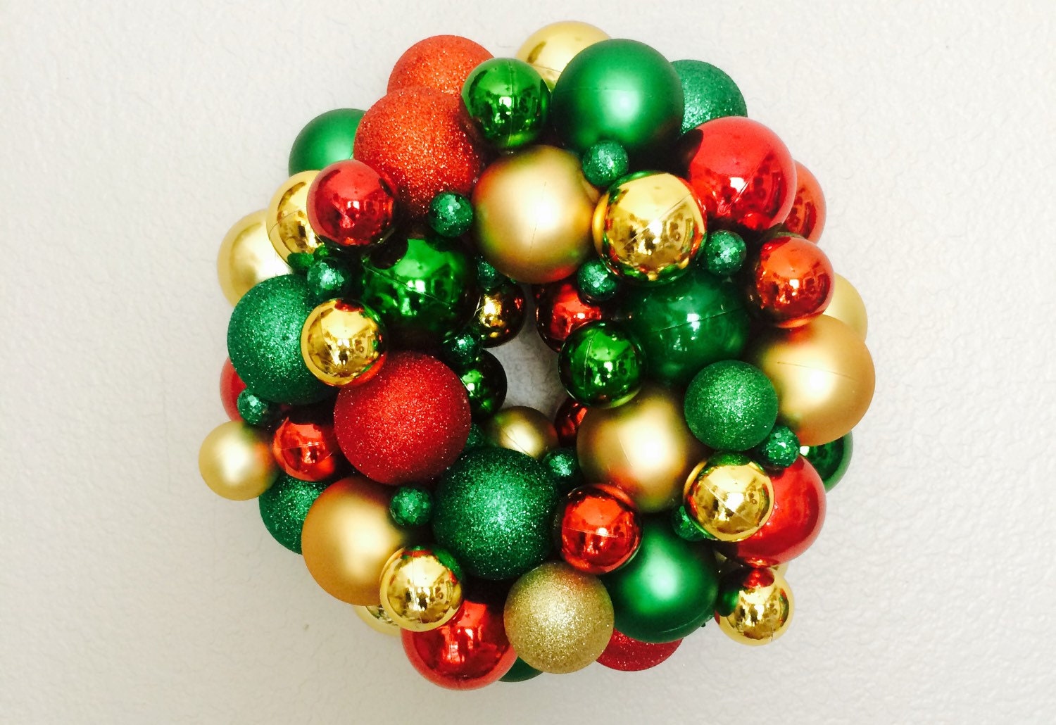 Red, Green and Gold Ornament Wreath