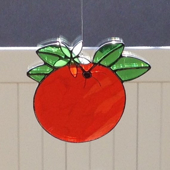 ORANGE stained glass suncatcher stain glass by FoxStainedGlass