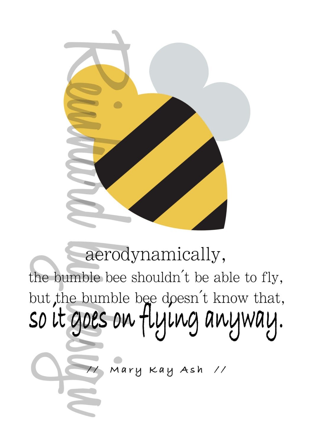 The Bumble Bee Mary Kay Ash PRINTABLE Poster by ReinhardByDesign