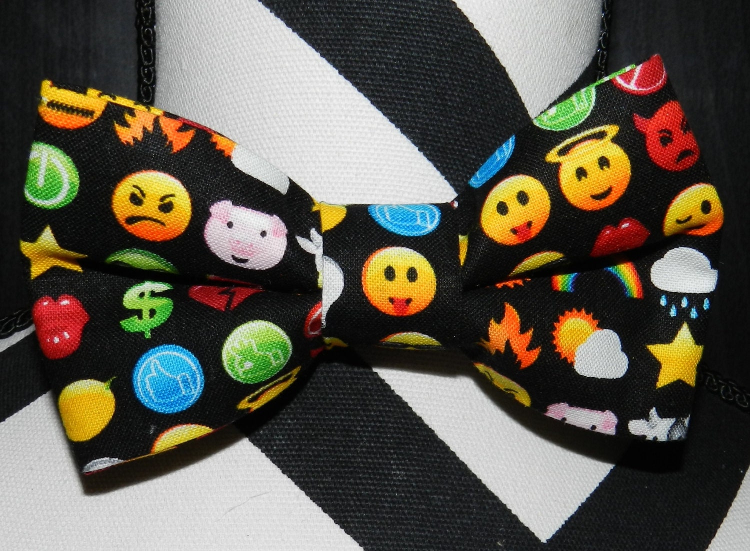 Emoji Bow Tie. Black Emoji adjustable strap bow tie or velcro