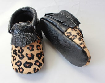 Hair Leopard Print Baby Moccasins, Baby leather Shoes, Baby Moccs,baby ...