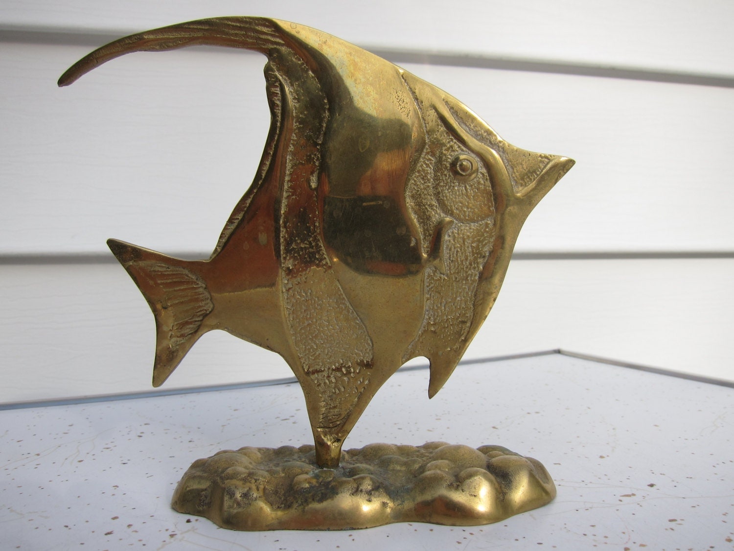 Bronze tropical angel fish sculpture