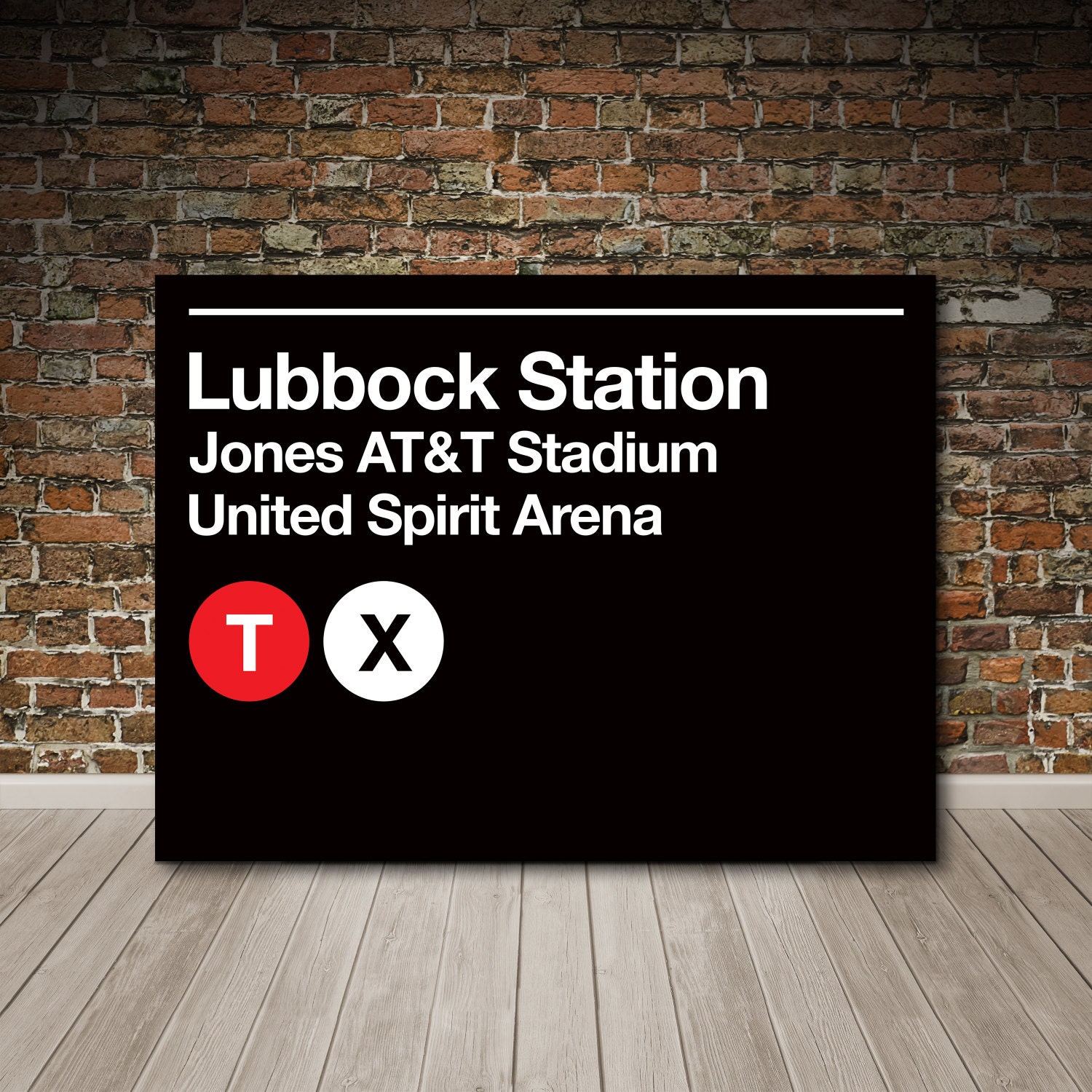 Lubbock Sports Venues Subway Sign Gallery Wrapped Canvas