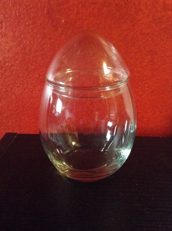 Egg Shaped Clear Glass Jar with Lid Great by BentleyUpcycleShed