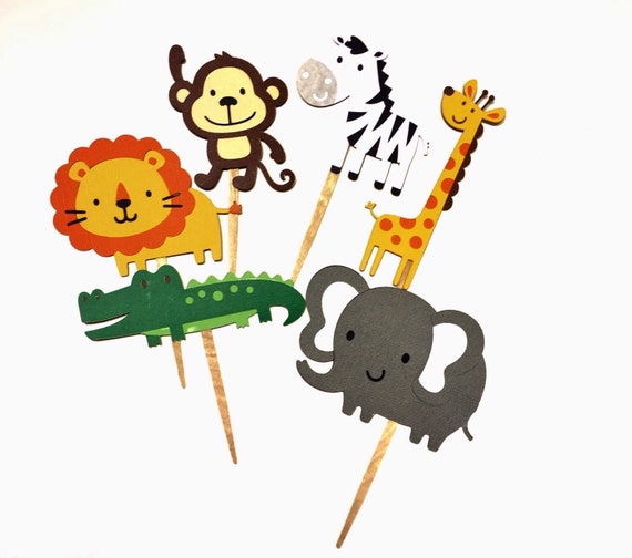 Safari Animal Cupcake Toppers Set of 12 Safari by GreyMonet