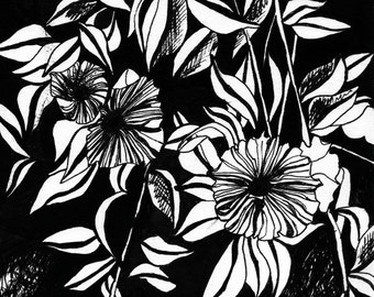 Black and White Plant Ink Illustration 5 by MissDaymondDesigns1