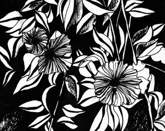 Black and White Plant Ink Illustration 5 by MissDaymondDesigns1