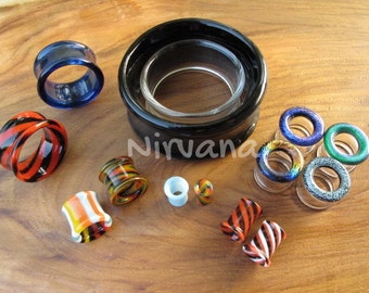 Tunnels Pyrex Glass - One Pair Gauges 6g 4g 2g 0G 00g 7/16" 1/2" 9/16" 5/8" 4 mm 5 mm 6 mm 8 mm 9 mm 10 mm 12 mm up to 1" (25.4 mm)