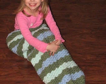CROCHET PATTERN - Mermaid Tail Afghan / Mermaid Blanket / Mermaid Cocoon with Smooth Scale Stitch / No Crocodile Stitch - CHILD Size