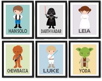 Star Wars Art Print Set - Wall Art - Kids Art - Star Wars Decor - Set