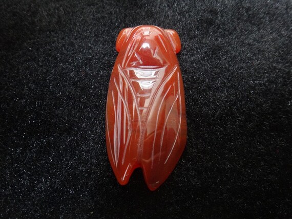hand-carved natural red color jade pendant carved cicada charm