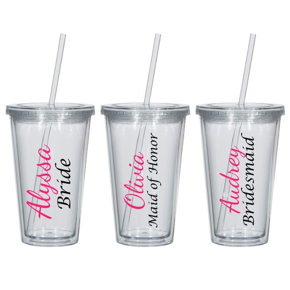 tumbler and lid with straw Wedding 4 by Party Classic Tumblers Whynotstopnshop Bridesmaid