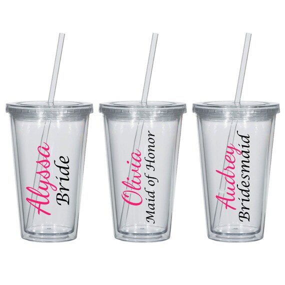 tumbler and lid with straw Wedding 4 by Party Classic Tumblers Whynotstopnshop Bridesmaid