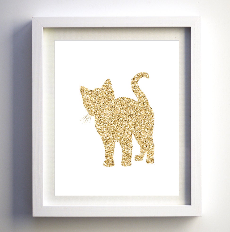 Kitten cat print wall art glitter kitten download girls baby
