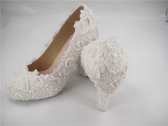Lace Wedding Shoes, Lace Bridal Shoes, Pearl Wedding Shoes, Bridesmaid Shoes, Beaded Lace Shoes 