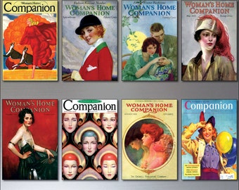 A Set Of 8 Vintage Women's Magazine cover Fridge Magnets - Shabby, Chic, Retro