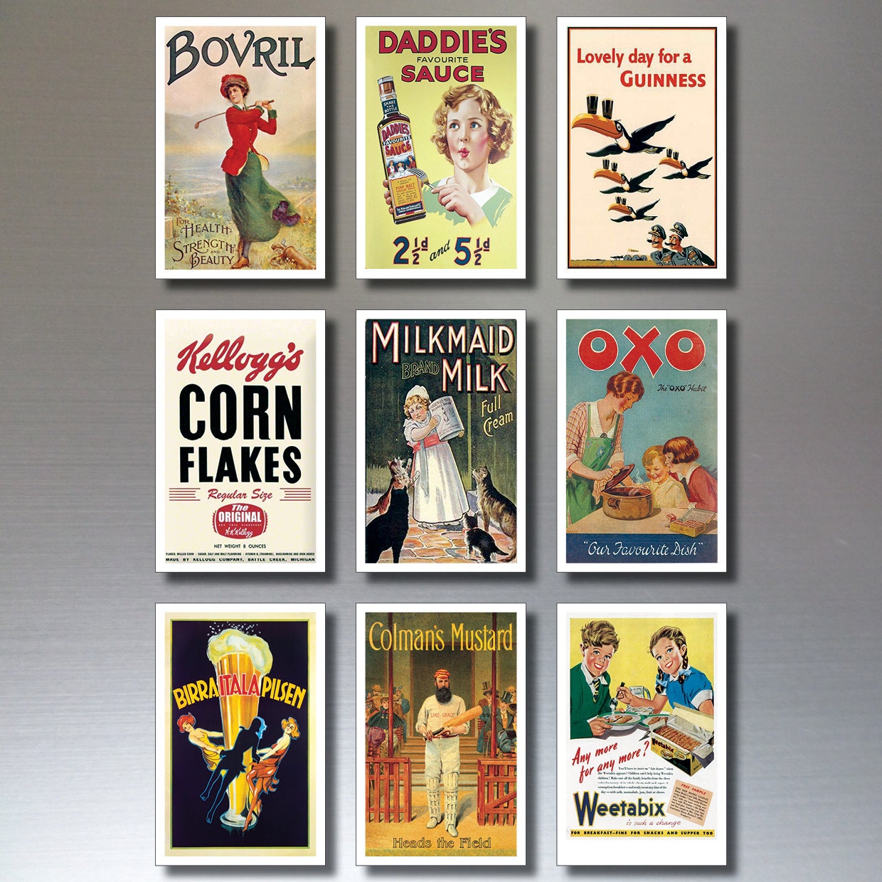 Vintage Fridge Magnets set of 9 retro adverts SERIES No.2