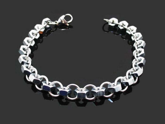 Hex nut bracelet. Men's bracelet chain jewelry