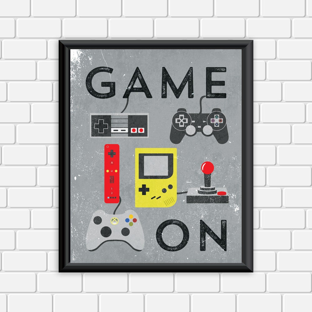 Video Game Printable Art Typography Game Controllers Modern