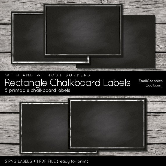 Rectangle Chalkboard Labels With And Without Borders 2x3
