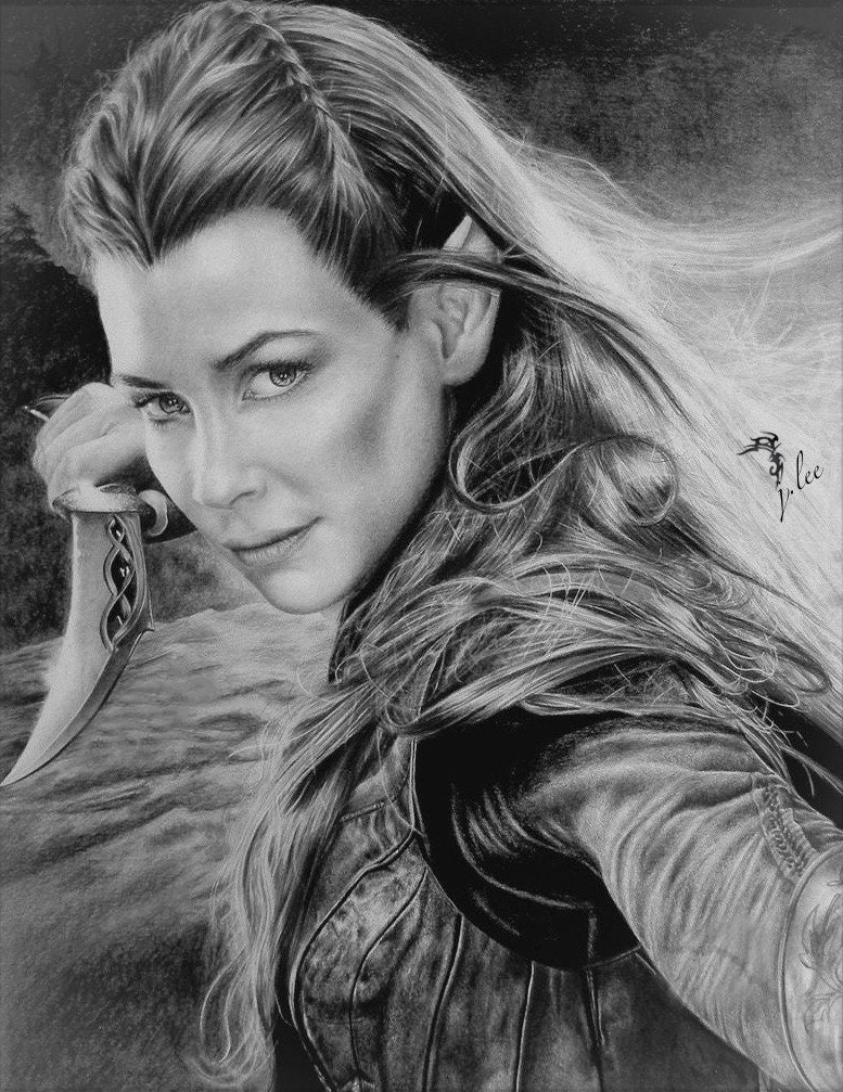 Evangeline Lilly As Tauriel Pencil Drawing Fine Art by
