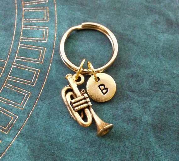 Personalized Gold Trumpet Keychain