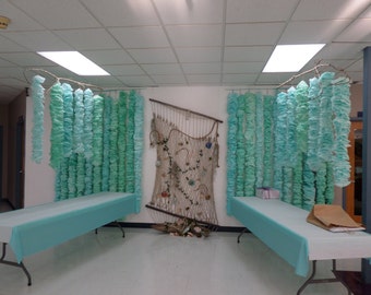 Under the Sea Party Decorations~Mermaid Party Decorations~Hand Dyed Coffee Filter Garland~Kelp Garlands~ Seaweed Garlands~kelp decorations