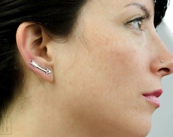 Arrow Earrings Sterling Silver Ear Cuff American Native Ear Sweep Pin Earrings Boho Jewelry - FES019 T1