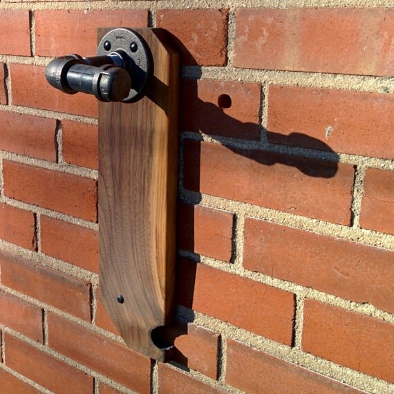 Reclaimed Black Walnut & Black Iron Pipe Wall Mount Bike Rack