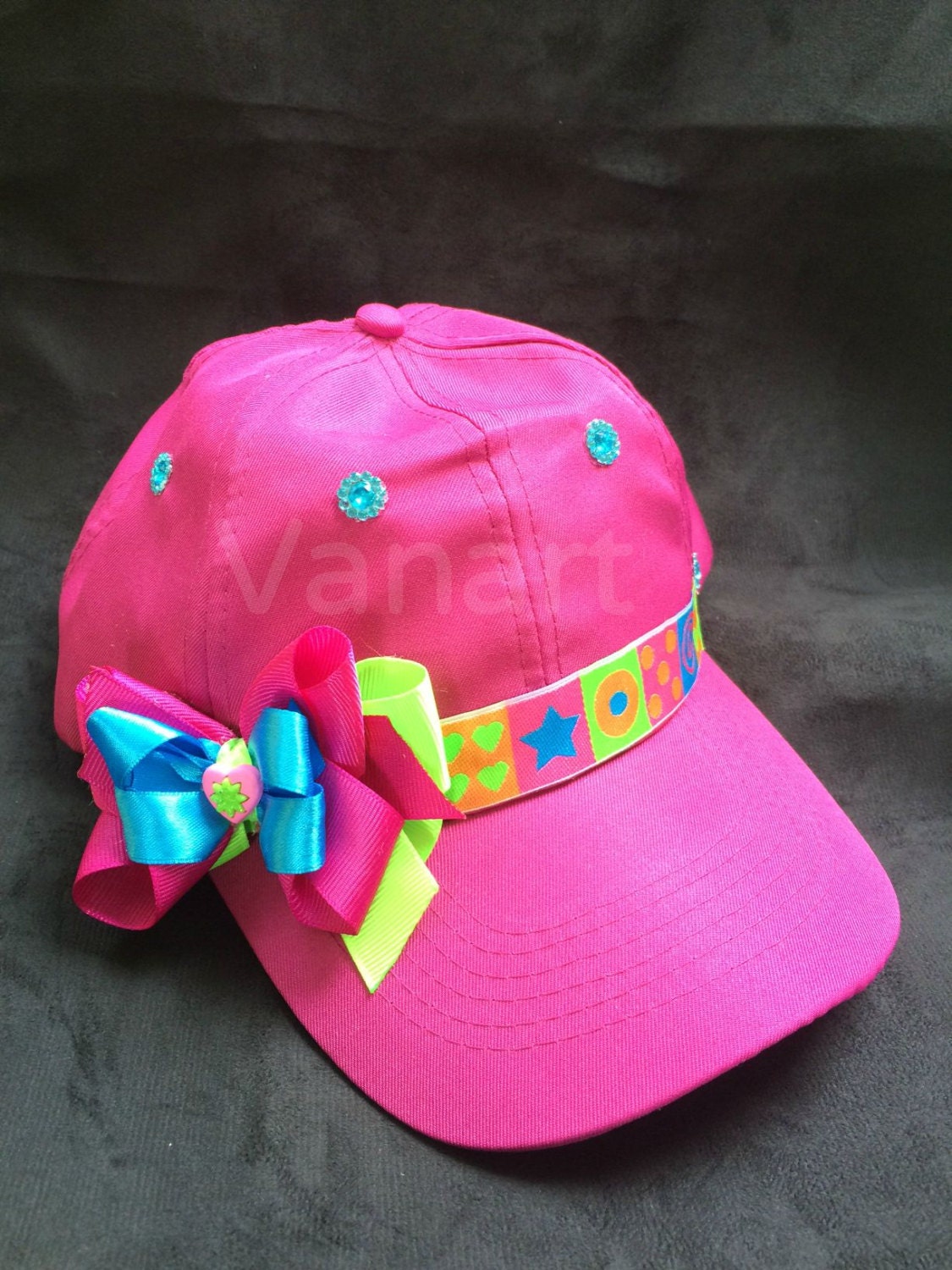 Decorated Baseball Cap Girls Hats Sun Caps by VanartBoutique