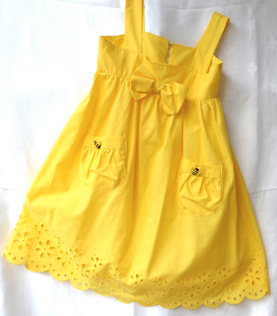 Sunshine Yellow Sundress with Bee Pocket Detail