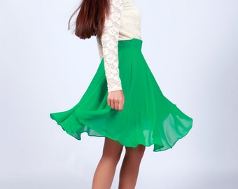 Green Chiffon Skirt