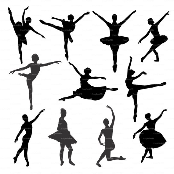 Ballerina ballet silhouette eps svg dxf ai jpg png