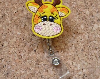 GIRAFFE Badge Reel | Giraffe Felt Badge Reel | Retractable Name Holder | Badge Holders| 221